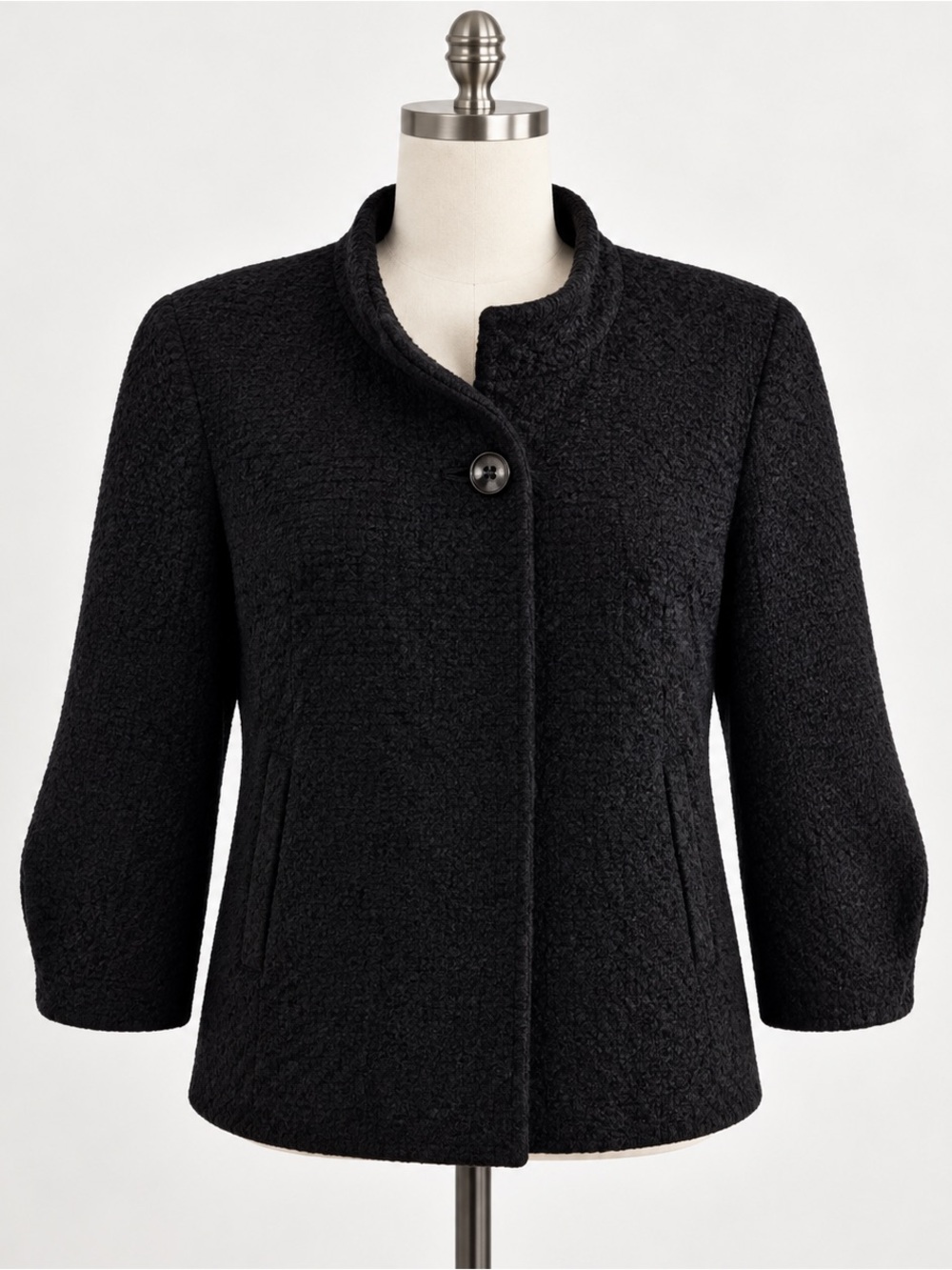 Grace Elements black vintage Y2K Jackie O knit blazer jacket 10